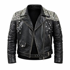 Giacca biker uomo pelle nera